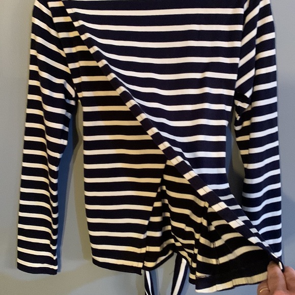NWOT J. Crew women’s size S striped 100% cotton long sleeve top with belt - Picture 7 of 7
